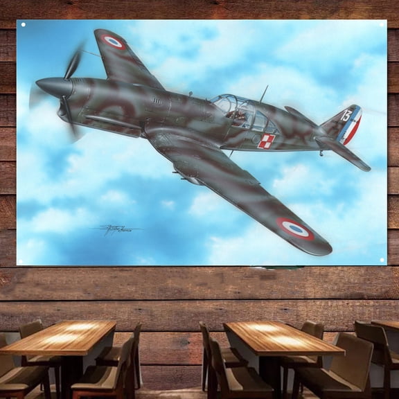 WW II Caudron C.714C.1 Fighter Poster Wall Flag - Air Force Attack Aircraft Canvas Print Painting - Military Aviation Wall Art Decor Banner - Best Gift For Army Fans 38" x 57"