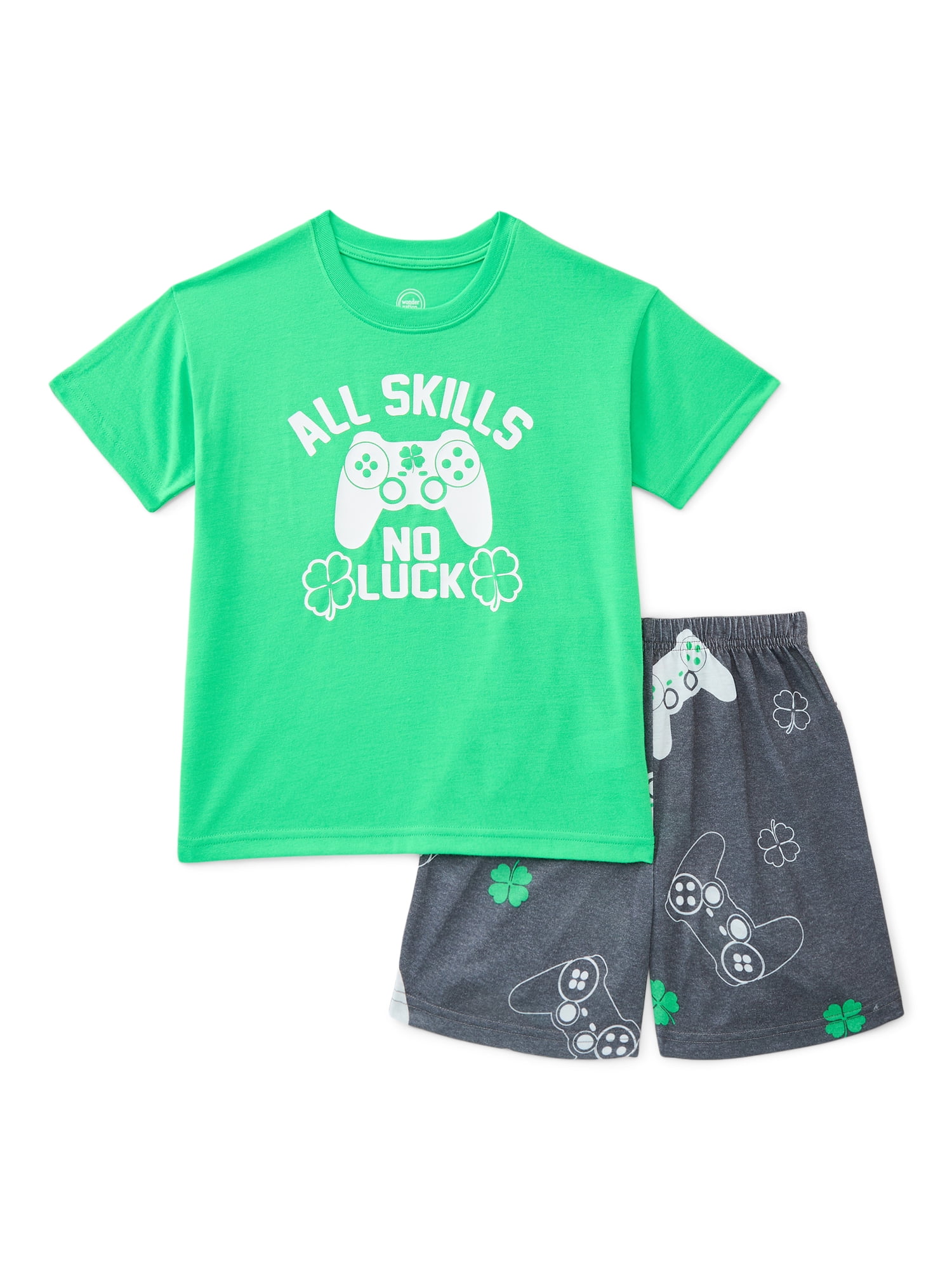 Wonder Nation Boys Tee and Shorts Pajama Set, 2-Piece, Sizes 4-18