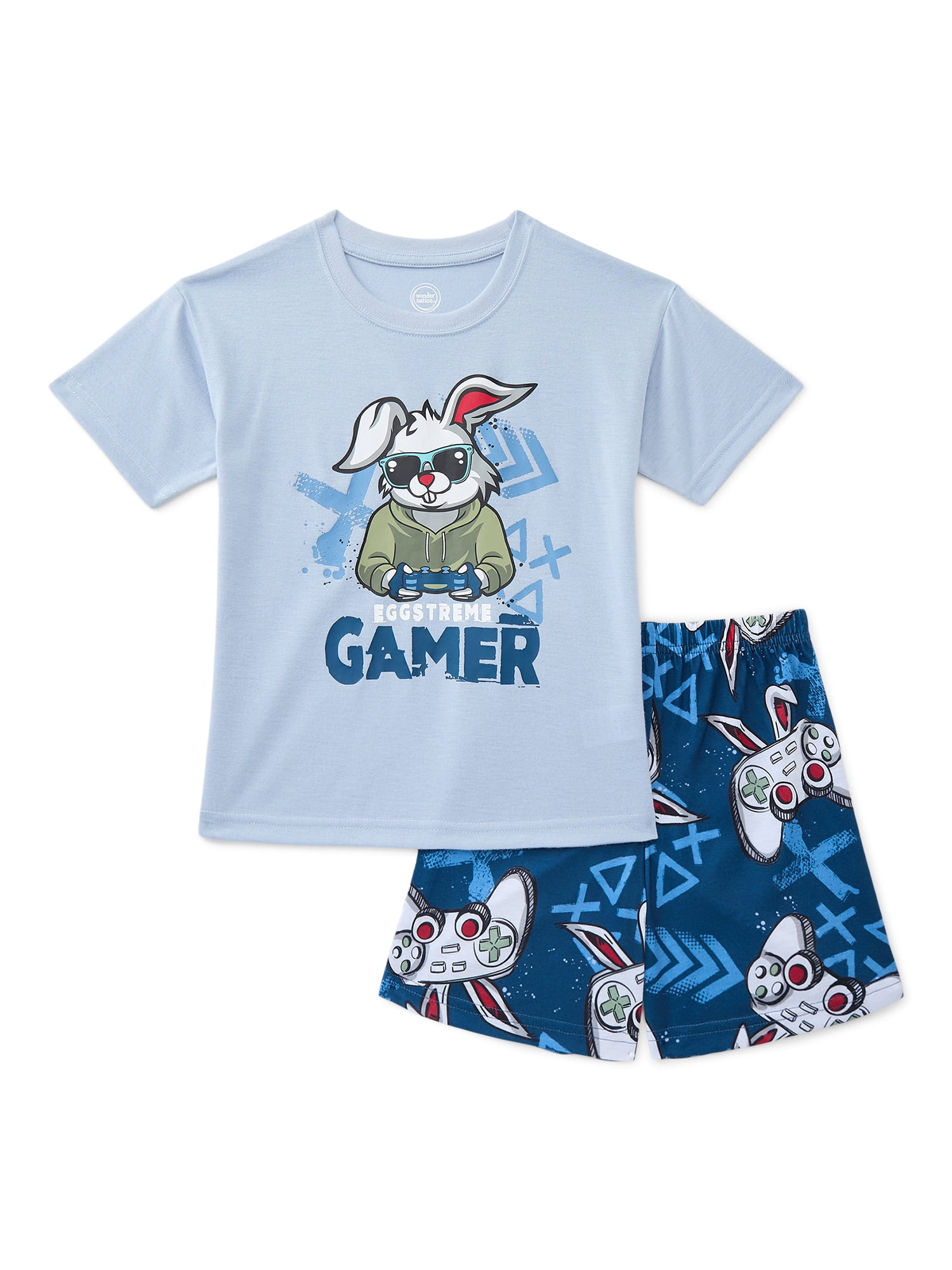 Wonder Nation Boys Tee and Shorts Pajama Set, 2-Piece, Sizes 4-18