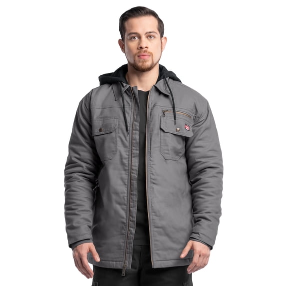 Wrangler Workwear Men's Quilted Lined Work Shirt Jacket with Hood, Size S-5XL (Men's and Big Men's)