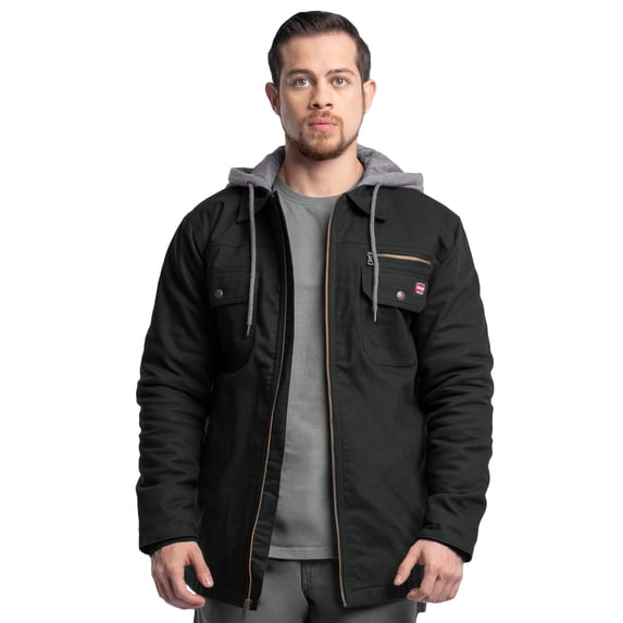 Wrangler Workwear Men's Quilted Lined Work Shirt Jacket with Hood, Size S-5XL (Men's and Big Men's)