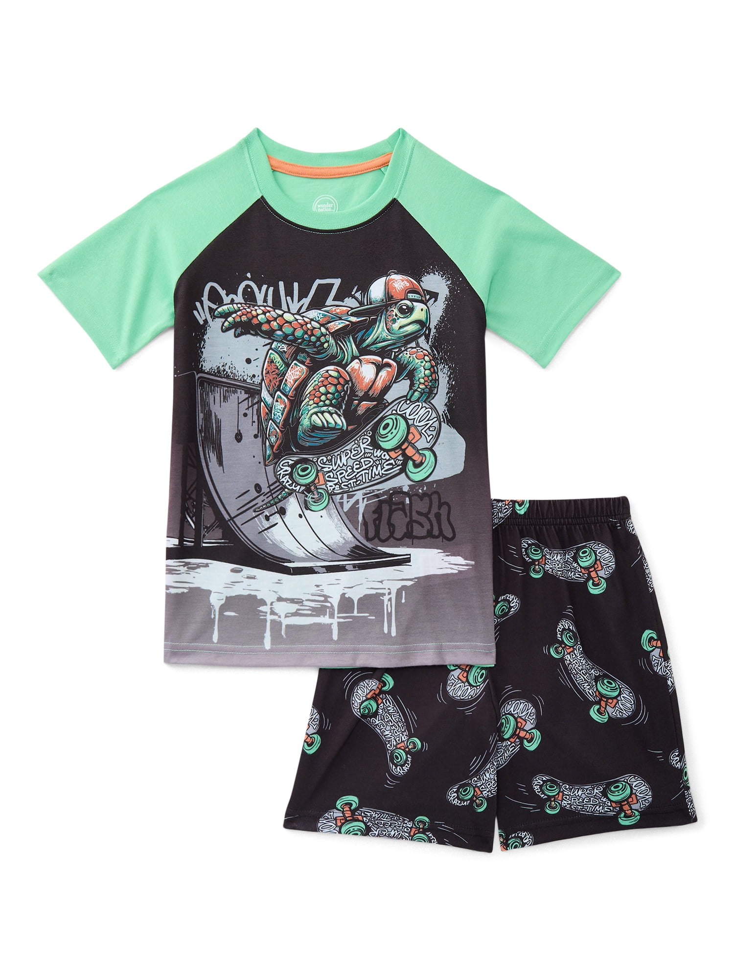Wonder Nation Boys Tee and Shorts Pajama Set, 2-Piece, Sizes 4-18