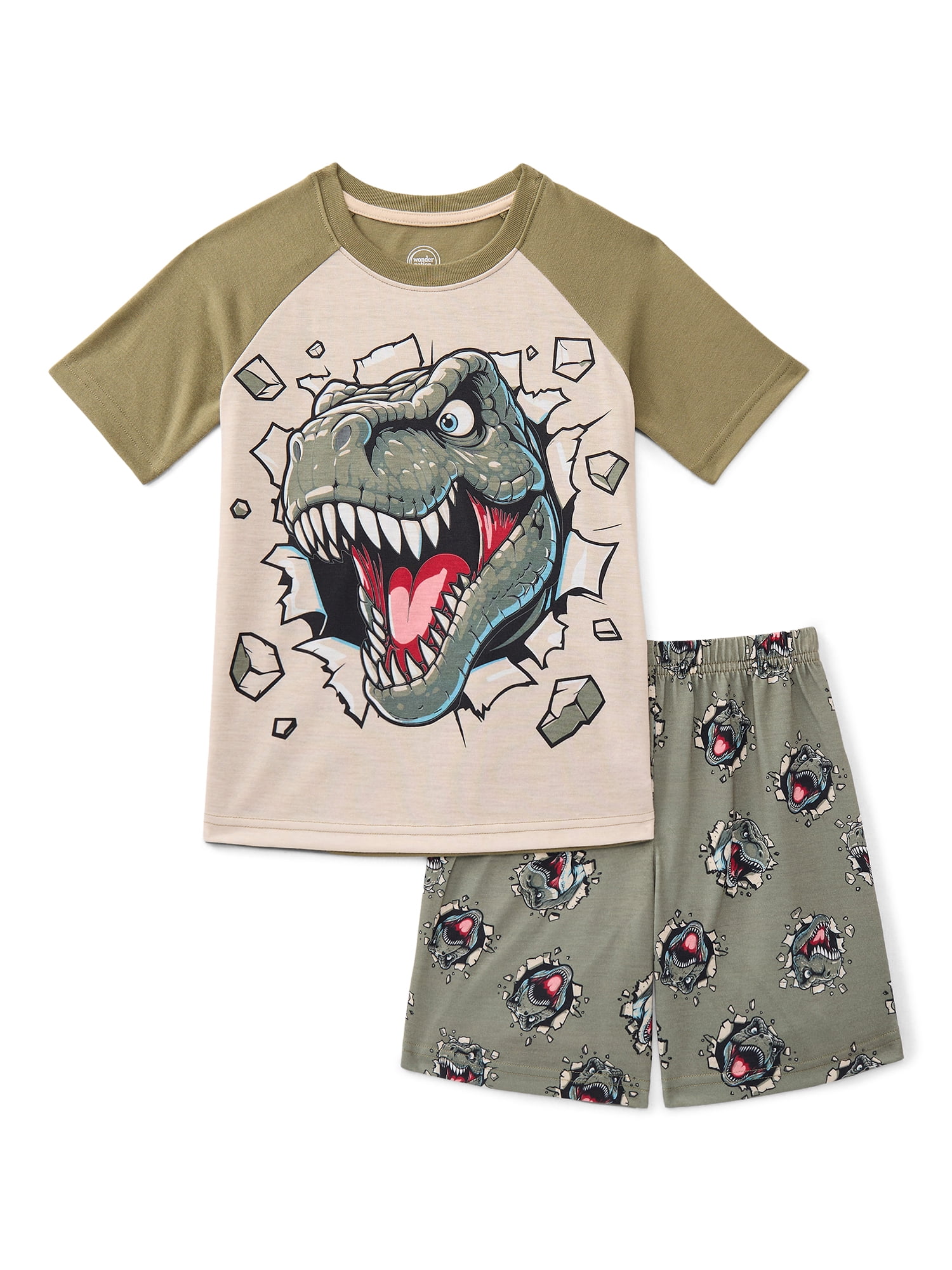 Wonder Nation Boys Tee and Shorts Pajama Set, 2-Piece, Sizes 4-18