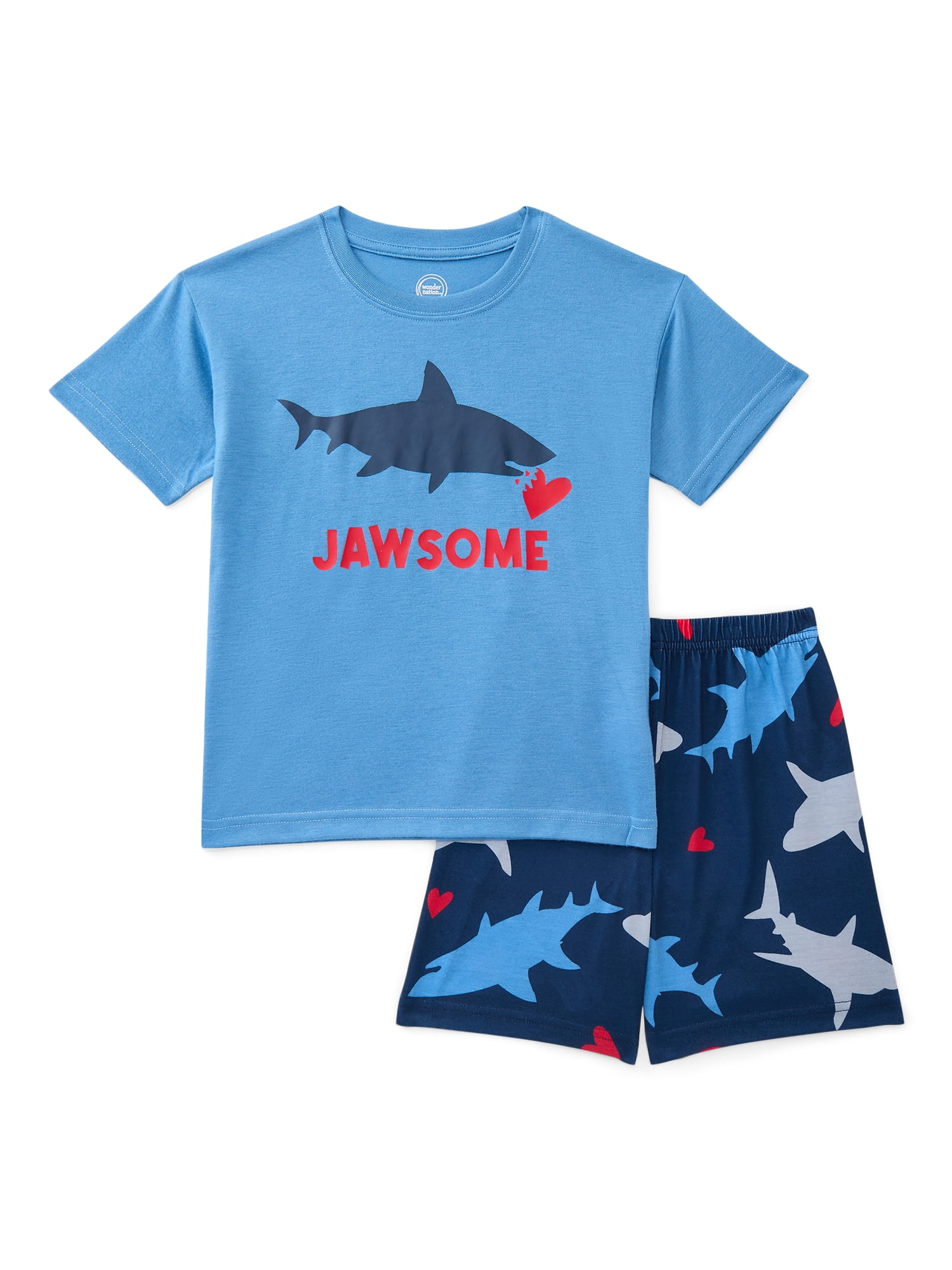 Wonder Nation Boys Tee and Shorts Pajama Set, 2-Piece, Sizes 4-18