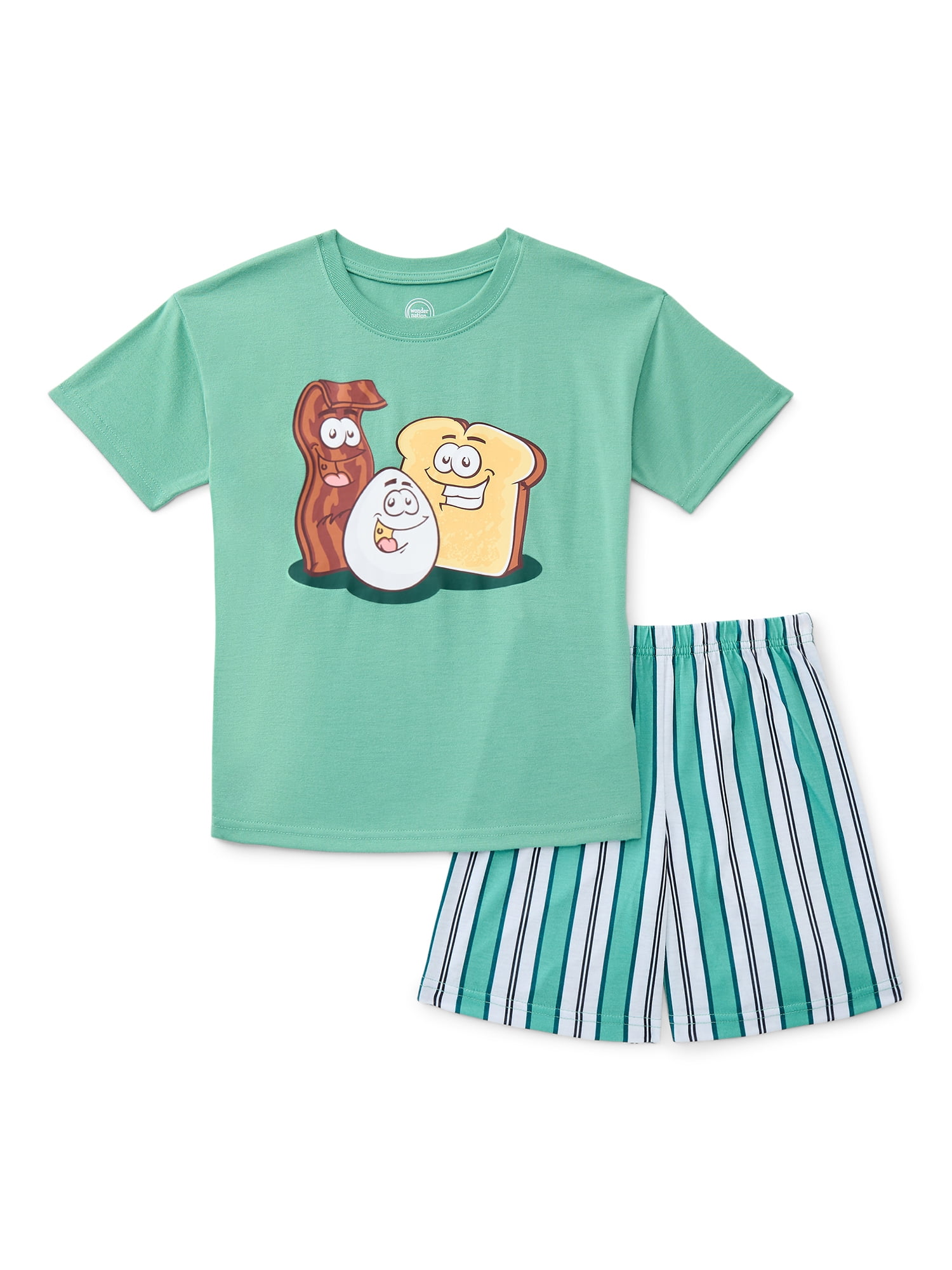 Wonder Nation Boys Tee and Shorts Pajama Set, 2-Piece, Sizes 4-18