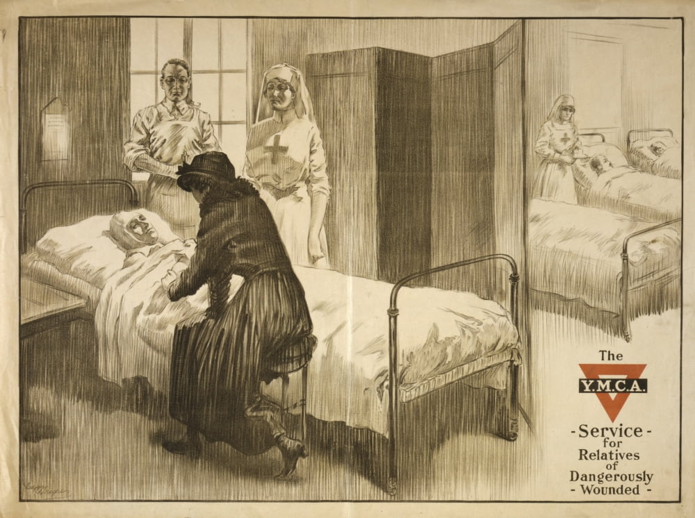 WW1 Poster 1915 YMCA Service for Relatives of Dangerously wounded Canvas Art - Unknown (18 x 24)