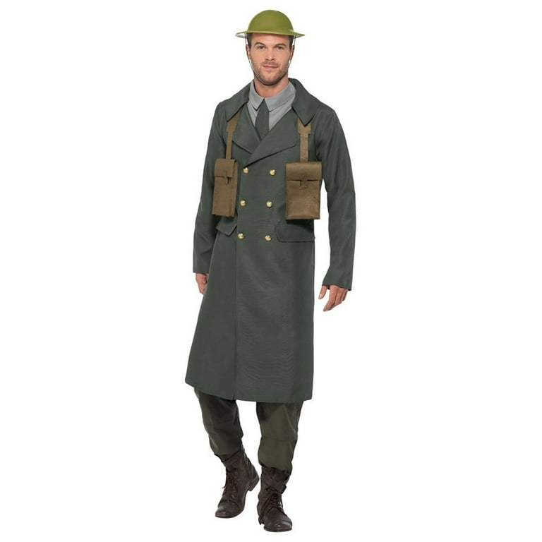WW2 British Office Costume with Trench Coat Gree Adult WW2 British Office Costume with Trench Coat Gree Adult