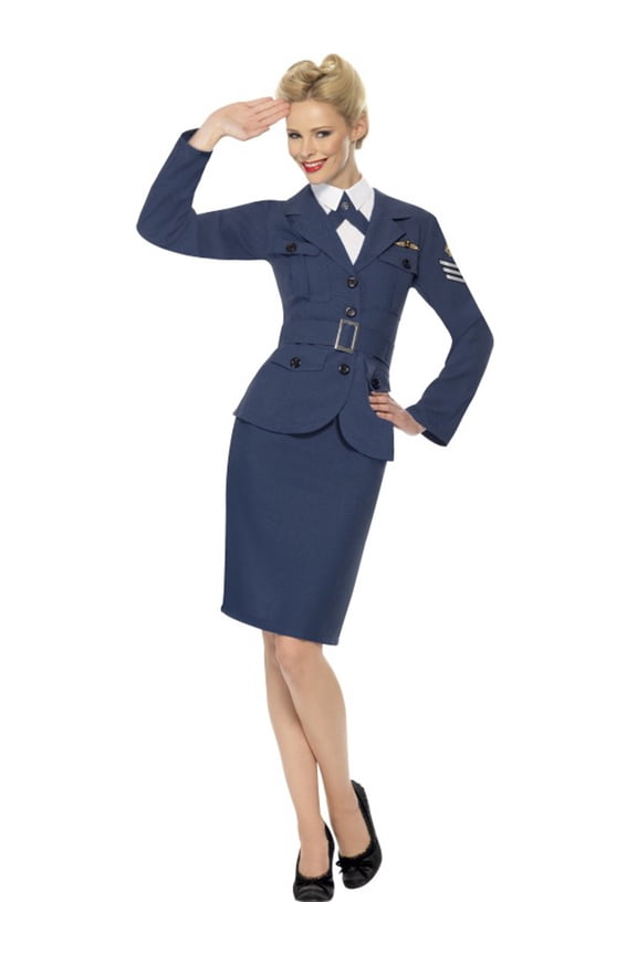 Adults Women's WWII Wartime Air Force Captain Pilot Dress Costume Medium 10-12