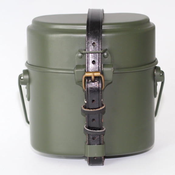 German M31 Mess Kit Tin WW2 with Leather Strap Dinner Box 4 Parts WWII