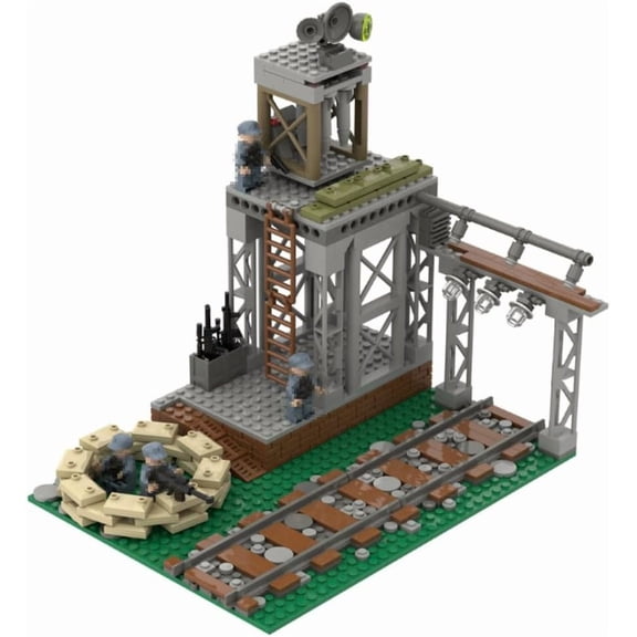 WW2 Military Base Building Set - 398 Pcs Army Fortresses, Trenches, & 4 Soldier Figures - Realistic WW2 Scene Recreation