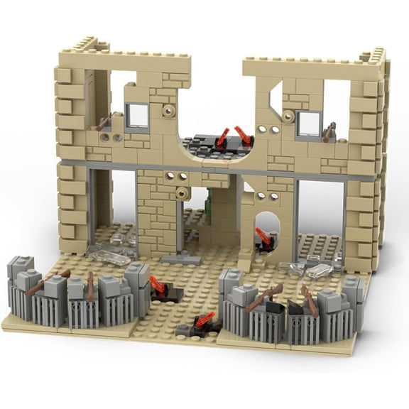 WW2 Military Scene Fort Building Blocks Kit, 544PCS Military War Scene Fortress Architecture Bunker Model with Weapon Fort Construction Kit for Soldiers Minifigures