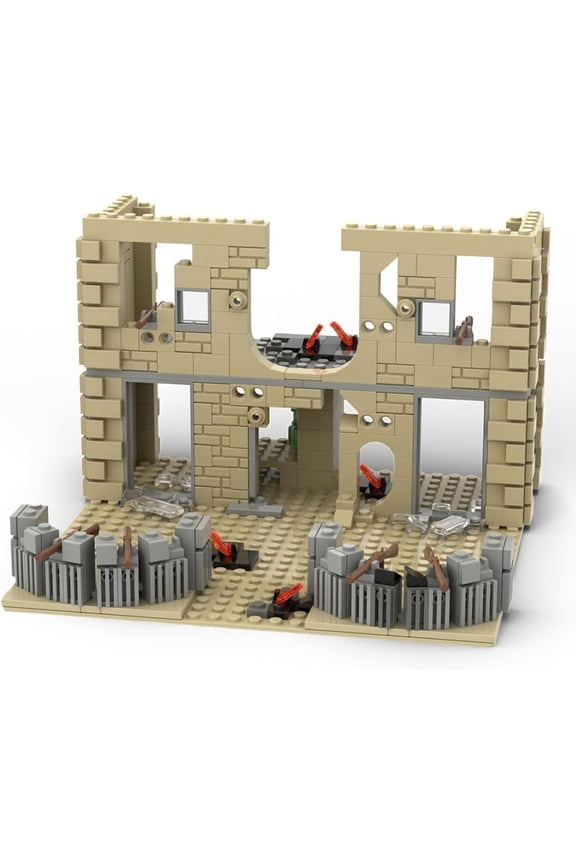 WW2 Military Scene Fort Building Blocks Kit, 544PCS Military War Scene Fortress Architecture Bunker Model with Weapon Fort Construction Kit for Soldiers Minifigures