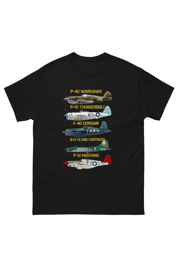 WW2 Planes Warbirds Warplanes Military Gift Aviation War Unisex T-Shirt V17134, up to size 5XL