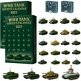 thumbnail image 1 of WW2 Tank Advent Calendars 2025, 24 Days WW2 Iconic Tank Ornaments Christmas Countdown Calendar, World War II Tanks Car Pendant Advent Calendars, World War II Tanks Auto Christmas Tree Decorations, 1 of 11