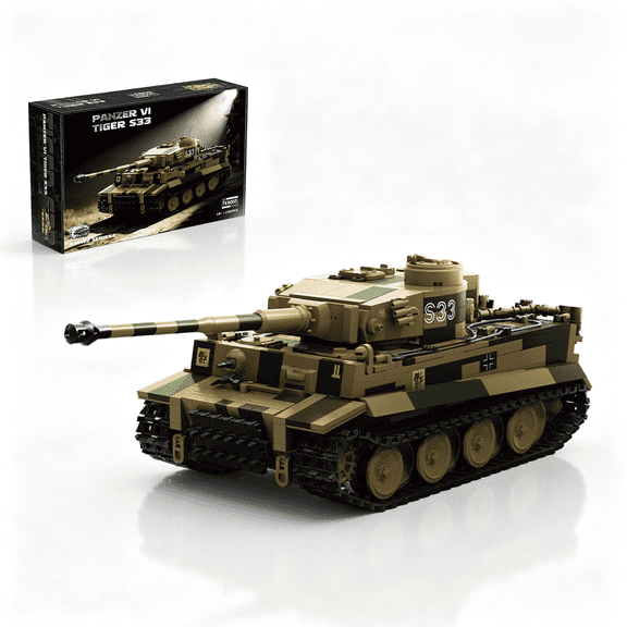 WW2 Tiger Heavy Tank S33 Building Sets with Detailed Interior Compartments, Compatible with Lego Military, Collectible Gifts for Military Fans Adults