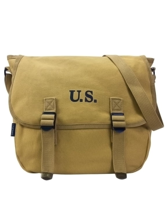 WW2 US M1936 Canvas Messenger Bag, 12" Vintage Tactical Musette Satchel Bags Military Crossbody Haversack