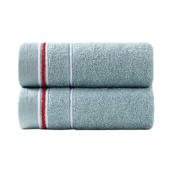 WWC 2-Pack Towels, Soft Terry Striped Cotton Towel Set for Hand & Face, Absorbent Quick-Dry Hand Towels for Bathroom Hotel and Spa, Green