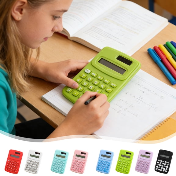 WWC 8-Digit Desktop Calculator, Portable Large LCD Display Pocket Calculator with Stand, Dual Power (Solar & Battery), for School Home Office