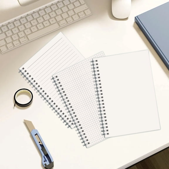 WWC A5 Spiral Notebook, 80 Pages Flexible Plastic Cover Ruled Graph Blank Journal, Loose Leaf Paper for Business School Office Daily