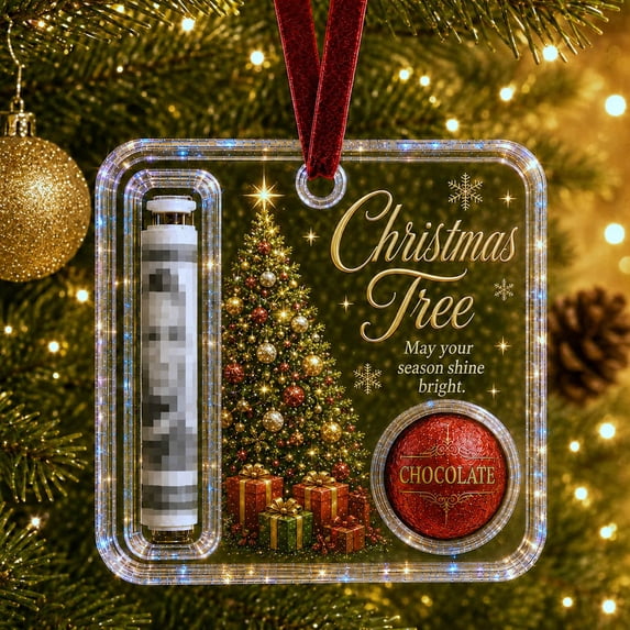 WWC Christmas Cash Ornament, Holographic Shine Acrylic Cash Hanging Ornament, Christmas Tree Decorations Money Holder for Holiday Party and Gift