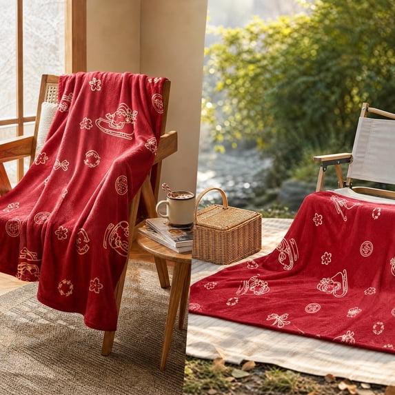 WWC Christmas Throw Blanket, 28x40 inch Soft Flannel Santa Christmas Plush Throw, Cozy Christmas Decor Blanket for Couch and Bedroom