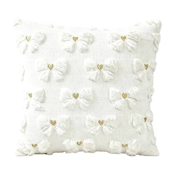 WWC Christmas Throw Pillows Covers, 18x18 inch Soft Fabric Bow Pillowcases, Christmas Decor Cushion Covers for Party Couch and Bedroom