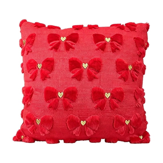WWC Christmas Throw Pillows Covers, 18x18 inch Soft Fabric Bow Pillowcases, Christmas Decor Cushion Covers for Party Couch and Bedroom
