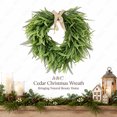 thumbnail image 1 of WWC Christmas Wreath, Artificial Fern Heart-Shaped Holiday Wreath with Burlap Bow, Rustic Christmas Decorations Winter Wreath for Front Door Mantel, 1 of 8