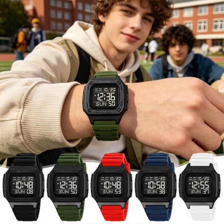 WWC Digital Sports Watch with Luminous Display, 50M Waterproof Multifunctional Silicone Wristwatch for Outdoor Daily
