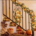 thumbnail image 1 of WWC Fall Teardrop Wreath, Artificial Maple Leaf Bow Door Hanging with Pumpkins and Berries, Autumn Thanksgiving Decor for Front Door and Wall, 1 of 7