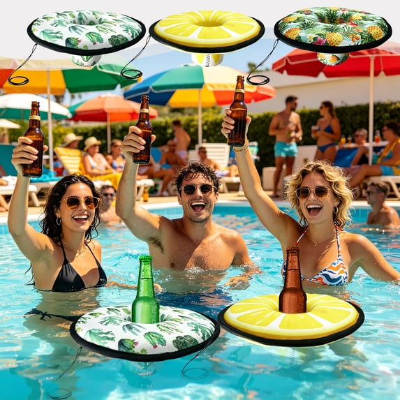 WWC Floating Drink Holder, Neoprene Buoyant Pool Drink Floats with Rope, Waterproof Cup Floats for Beach Outdoor Summer Party