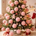 thumbnail image 1 of WWC Furry Christmas Ball Ornament Set, 24 pcs Pink Soft Fluffy Plush Faux Fur Pom Pom Christmas Balls, Christmas Tree Decorations for Xmas Party, 1 of 8