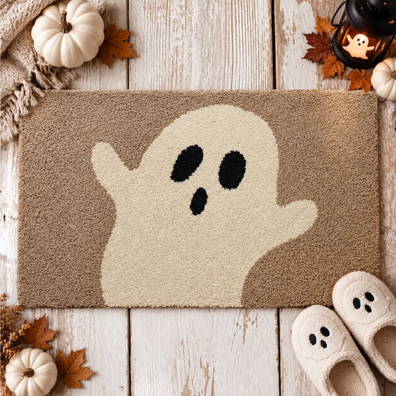 WWC Halloween Door Mat, 32x20 inch Halloween Decor Thick Non Slip Ghost doormat, Entryway Rug for Fall Party Indoor Outdoor Front Porch