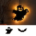 thumbnail image 1 of WWC Halloween Light Up Door Hanging Sign, Dark-Light Backlit Ghost Bat Ornament, Halloween Decor for Porch Wall and Party, 1 of 8