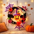 thumbnail image 1 of WWC Halloween Wreath, Orange LED Pumpkin and Bats Wreath, Gothic Halloween Decorations Wreath for Front Door, Indoor Outdoor Party Decor, 1 of 6