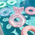 thumbnail image 1 of WWC Mermaid Pool Float, Glitter Inflatable Swimming Ring for Kids, Mermaid Tail Floatie for Summer Pool Party and Beach Water Activities, 1 of 7