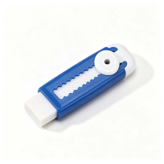 WWC Retractable Push Pull Erasers, Cute Refillable Sliding Pencil Erasers with Lock, Soft Erasers for School and Office Stationery, Blue