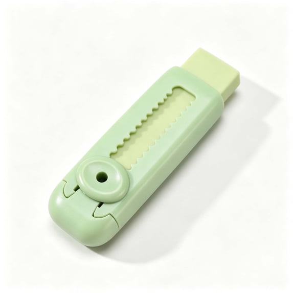 WWC Retractable Push Pull Erasers, Cute Refillable Sliding Pencil Erasers with Lock, Soft Erasers for School and Office Stationery, Green