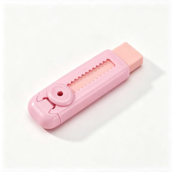 WWC Retractable Push Pull Erasers, Cute Refillable Sliding Pencil Erasers with Lock, Soft Erasers for School and Office Stationery, Pink