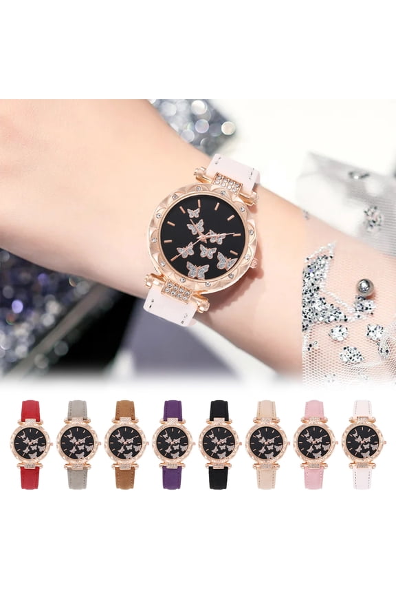 Womens Watch, Leather Strap Wristwatch with Luminous Display for Daily, White
