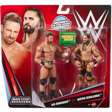 WWE Main Event Showdown Seth Rollins vs LA Knight Action Figures Set, Series #27, 6-inch