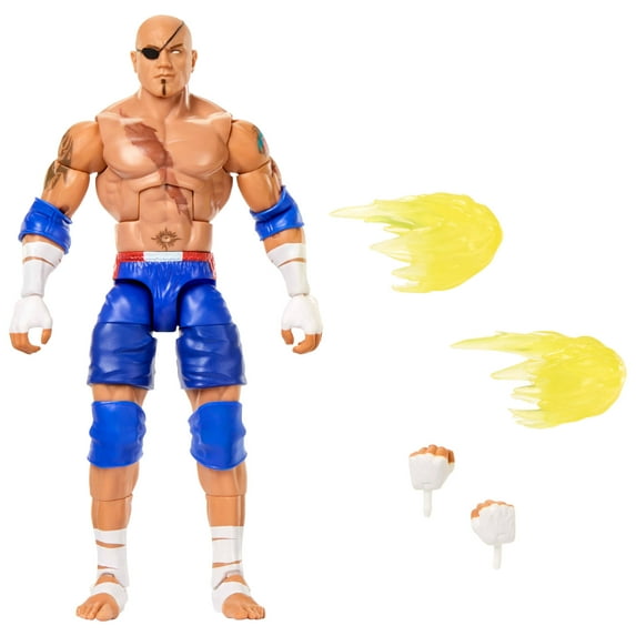 WWE X Street Fighter Batista Action Figure & Accessories, 6-inch Collectible Sagat Mashup Set