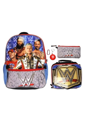 WWE Backpack 5-Piece Set Undisputed Champion 16" Book Bag with Insulated Lunch Box