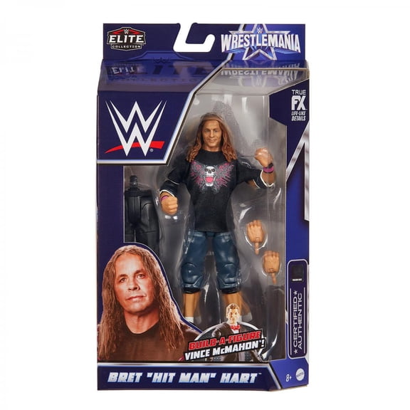 WWE Bret “Hit Man” Hart WrestleMania Elite Collection Action Figure with shirt