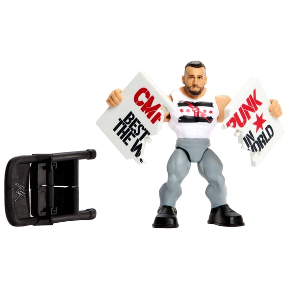 WWE Knuckle Crunchers CM Punk Action Figure & Accessories, Bone-Crunching Sounds, 3.25-inch
