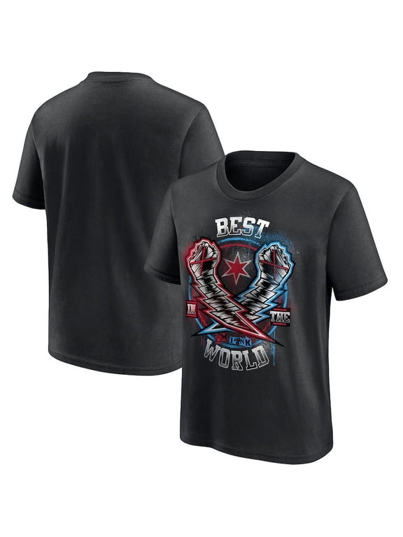 WWE CM Punk Lightning Fists T-Shirt,Black Color,Size 2XL