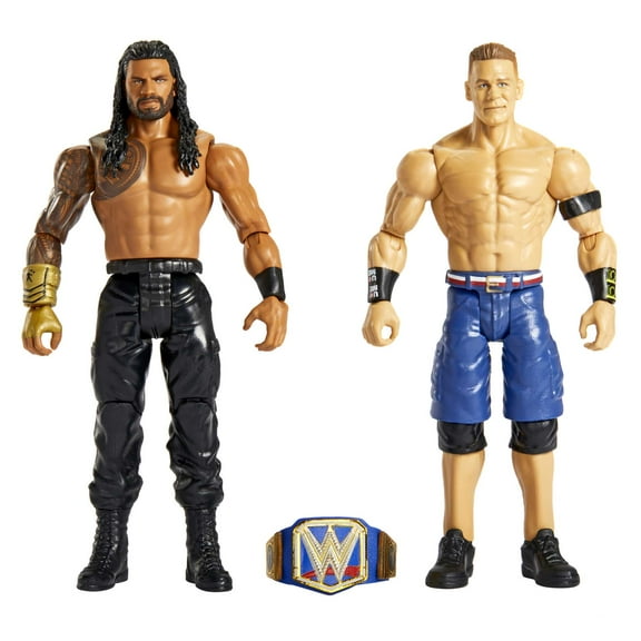 WWE Championship Showdown Roman Reigns vs John Cena Action Figures, 2 Pack with Championship (6- in)