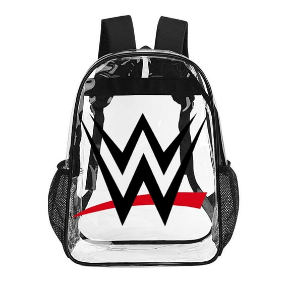 WWE Clear Backpack Heavy Duty See Through Bookbag Transparent Bag for Colleges School Work Sport Travel