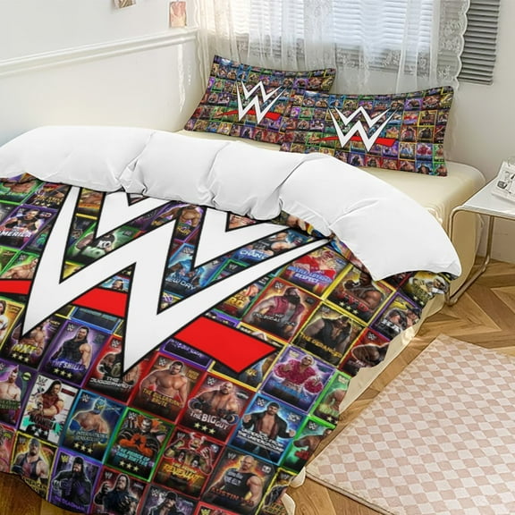 WWE Duvet Cover Set 3-Piece Bedding Set Soft Warm And Comfortable Soft Bed Set with 1 Duvet Cover And 2 Pillowcases for Bedroom All Season