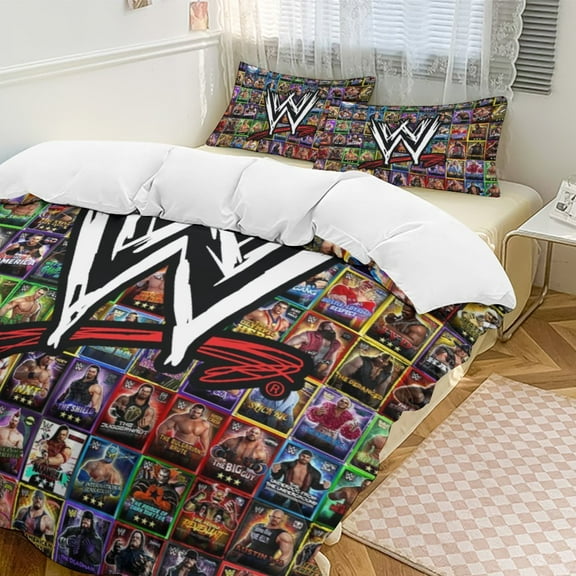 WWE Duvet Cover Set 3-Piece Bedding Set Soft Warm And Comfortable Soft Bed Set with 1 Duvet Cover And 2 Pillowcases for Bedroom All Season